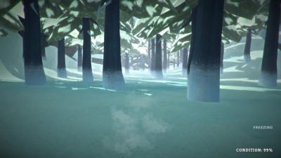 The Long Dark screenshot showing a snowy forest