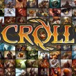 Scrolls logo with card background