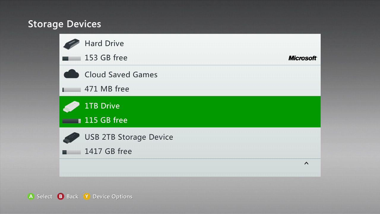 Xbox 360 storage