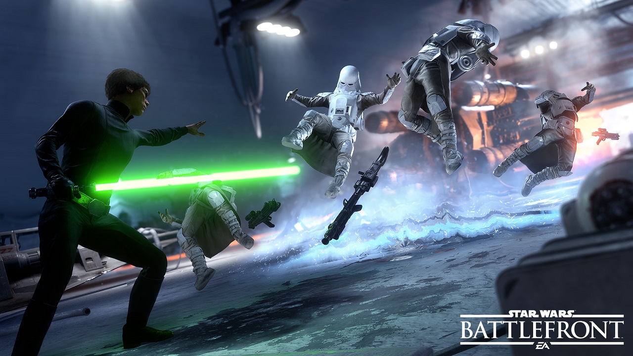 Luke Skywalker and Empire troops doing their best Hadouken impression